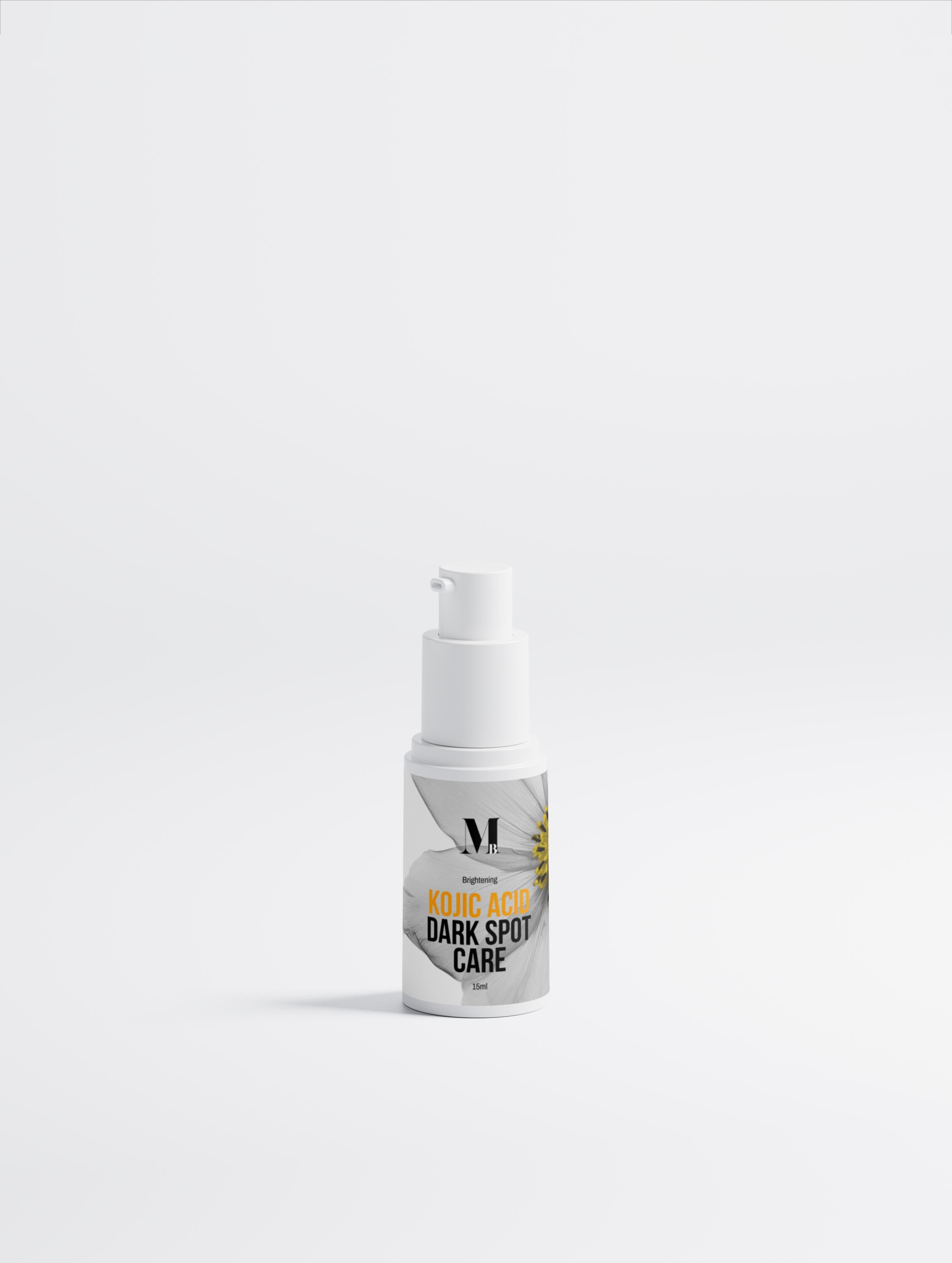 Bottle of dark spot care cream on a white background