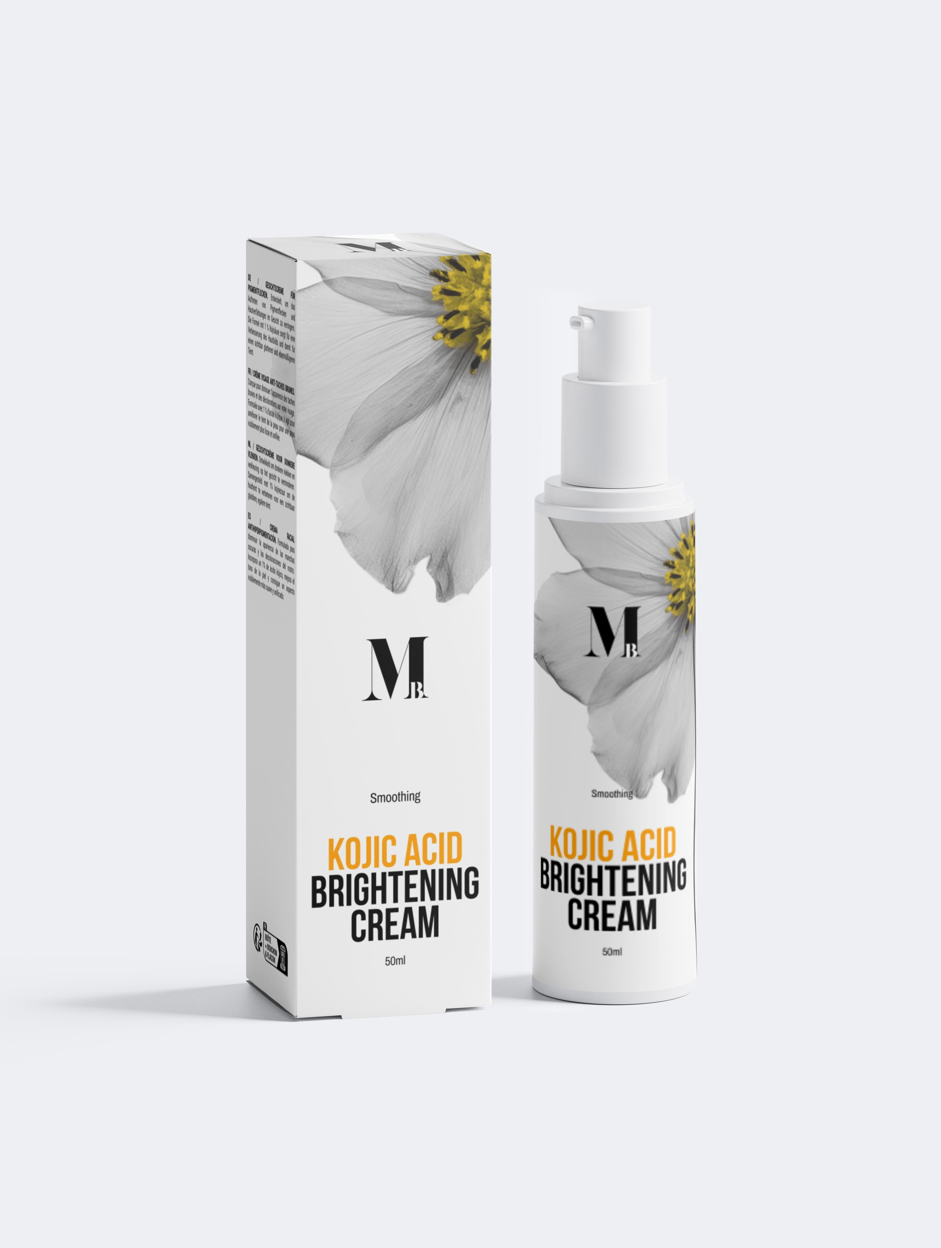 Kojic Acid Brightening Cream with packaging on a white background